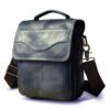 Le'aokuu 144 Leather Male Casual Shoulder Messenger - Dark Blue3