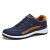 WIENJEE Leather Men Shoes Sneakers Blue